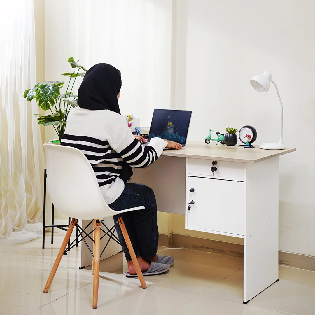Paket Hemat Set Meja Kursi Belajar  Minimalis MT NEMO + MILENIAL CHAIR