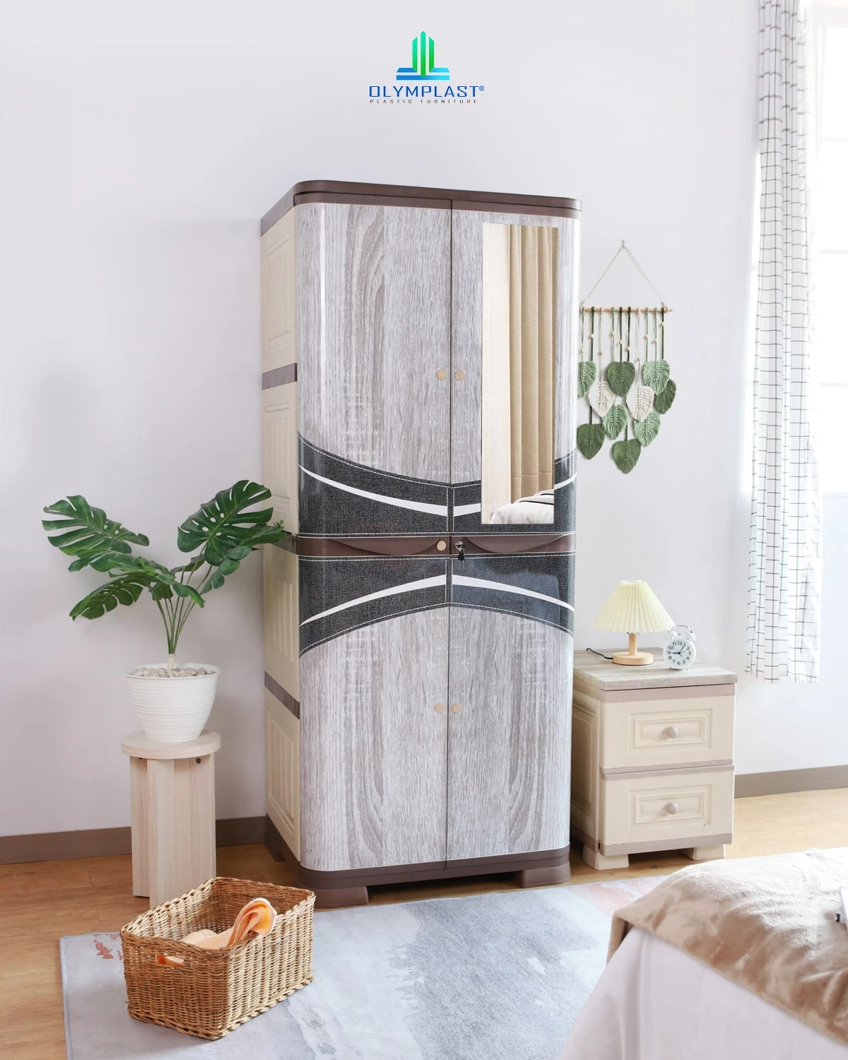 Lemari Penyimpanan Pakaian Plastik - SCOC Motif Wood