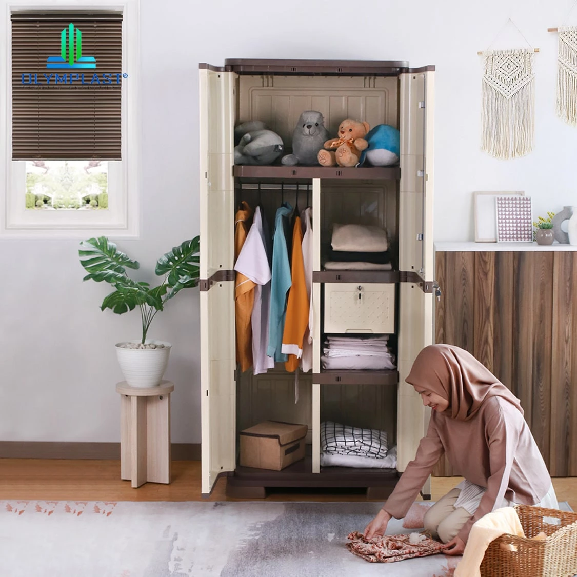 Lemari Penyimpanan Pakaian Plastik - SCOC Motif Wood